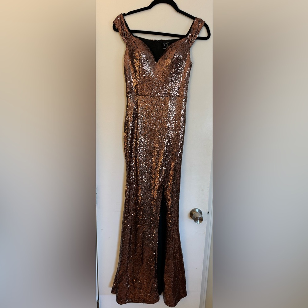 Windsor copper sequin formal dress